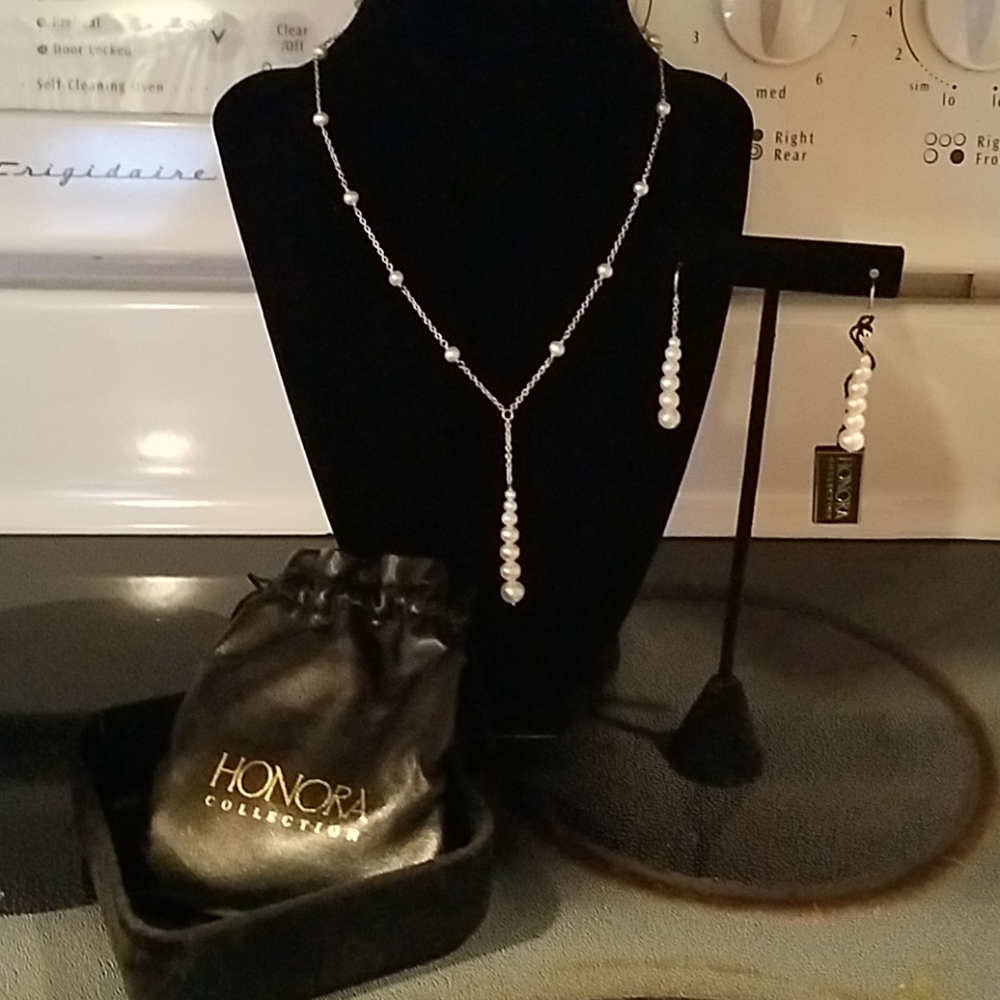Honora Collection Pearl Y Necklace and Earrings